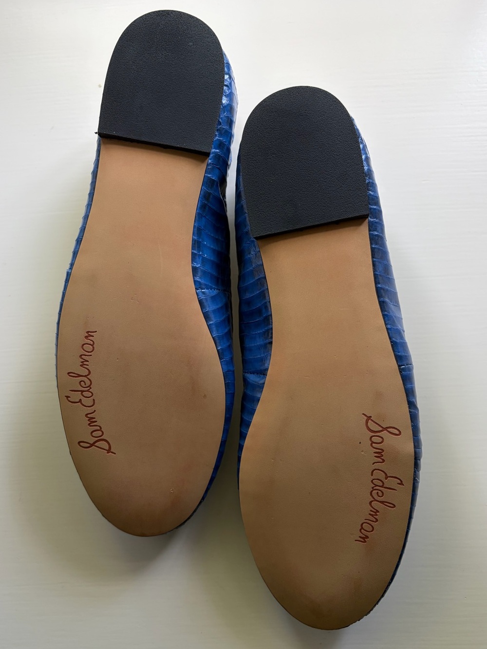 Sam Edelman Felicia Snake Print Blue Ballet Flats NWT - Picture 3 of 4